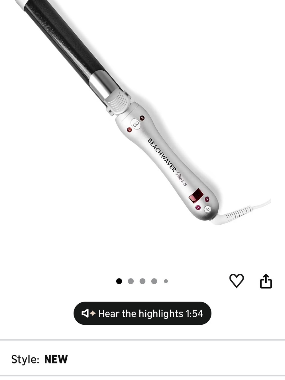 Beachwaver Pro 1.25" Curling Wand in White and Black